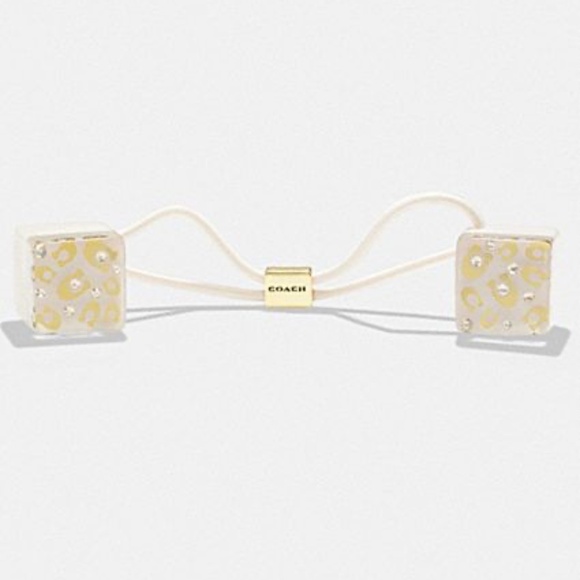 Coach Signature Resin Dice Hair Ties White NEW - Picture 1 of 1
